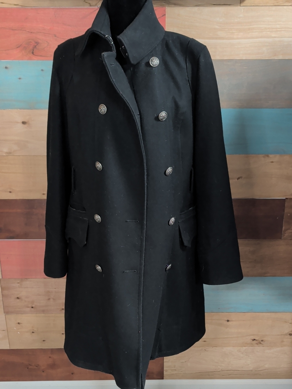 Worthington Black Double-Breasted Trench Coat